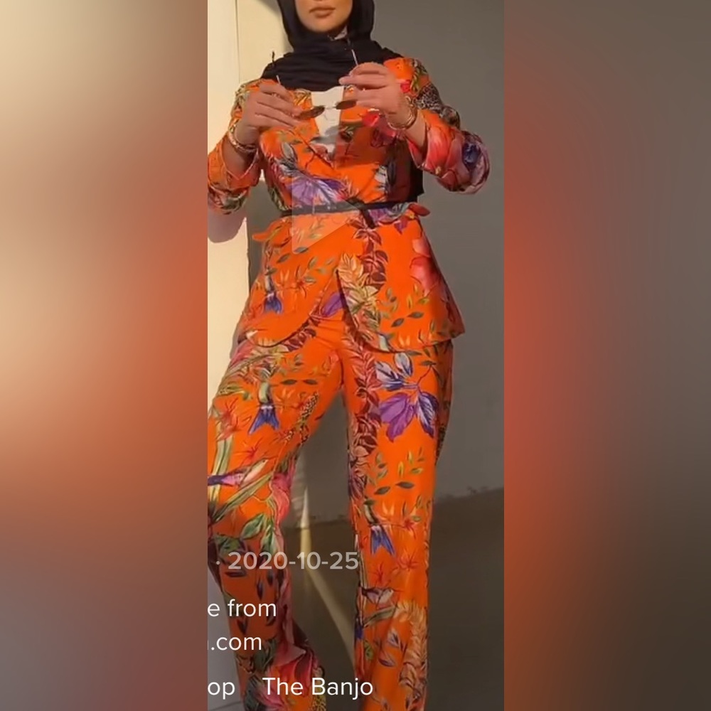Orange floral suit